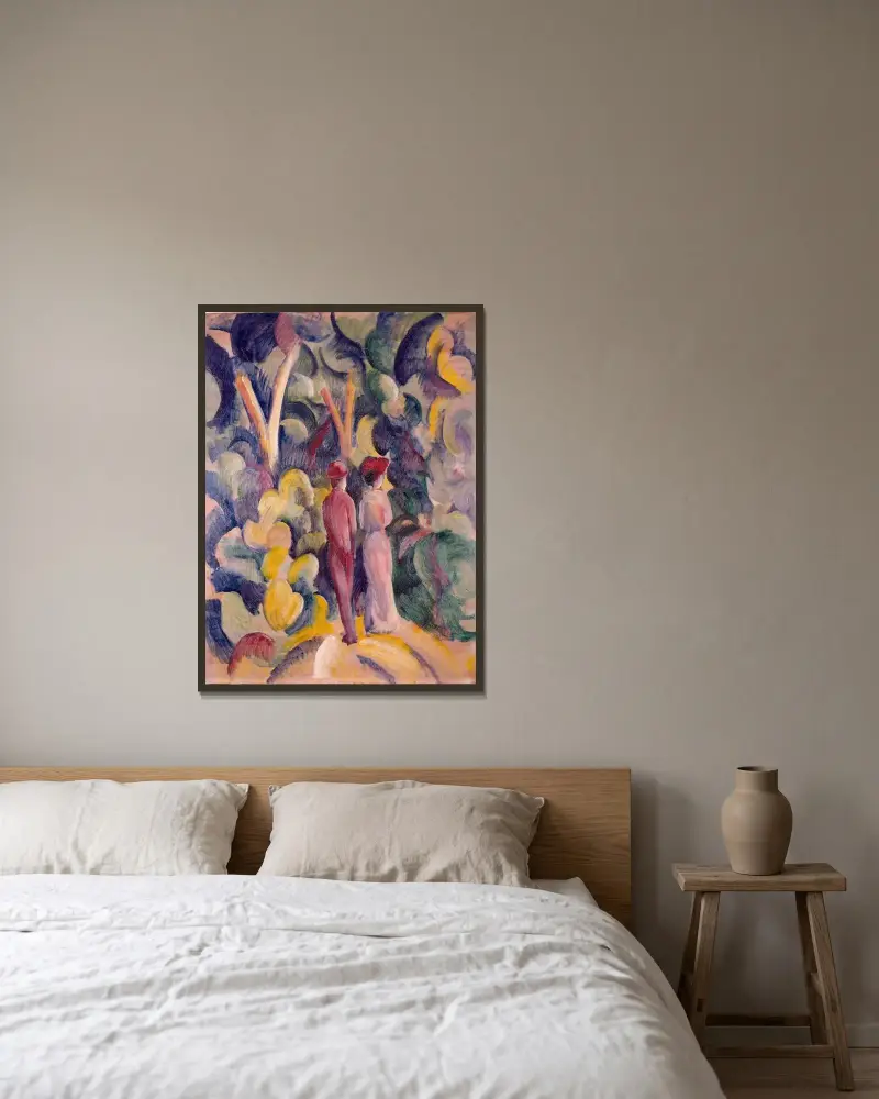 Paar auf dem Waldweg von August Macke gerahmt an einer Wand