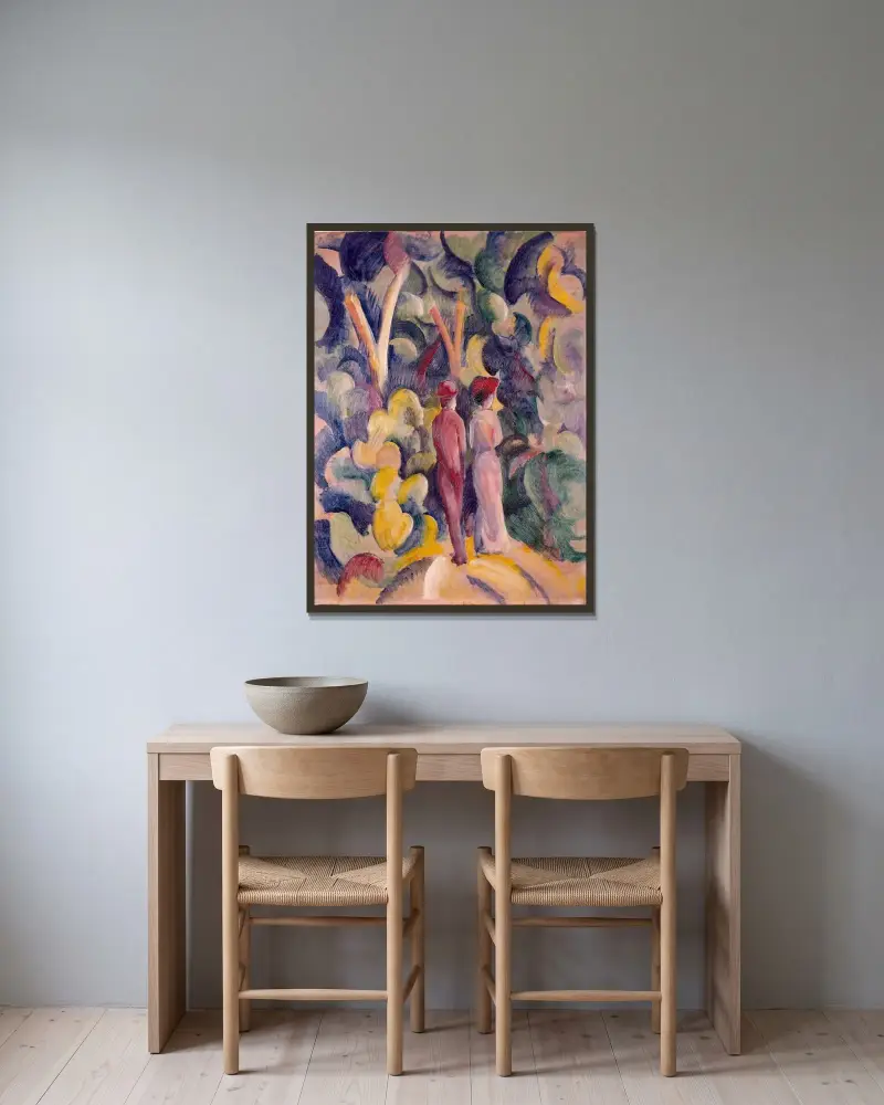 Paar auf dem Waldweg von August Macke gerahmt an einer Wand