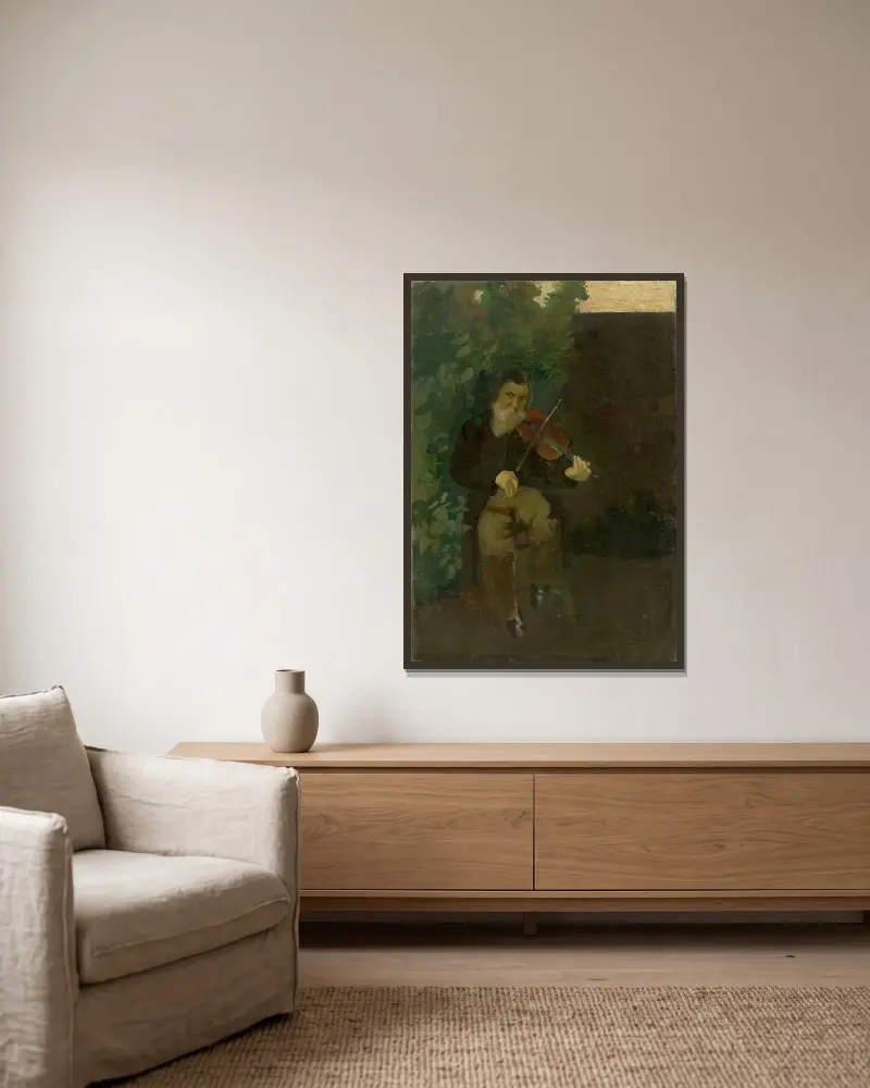 Starý houslista, August Macke v rámu na stěně