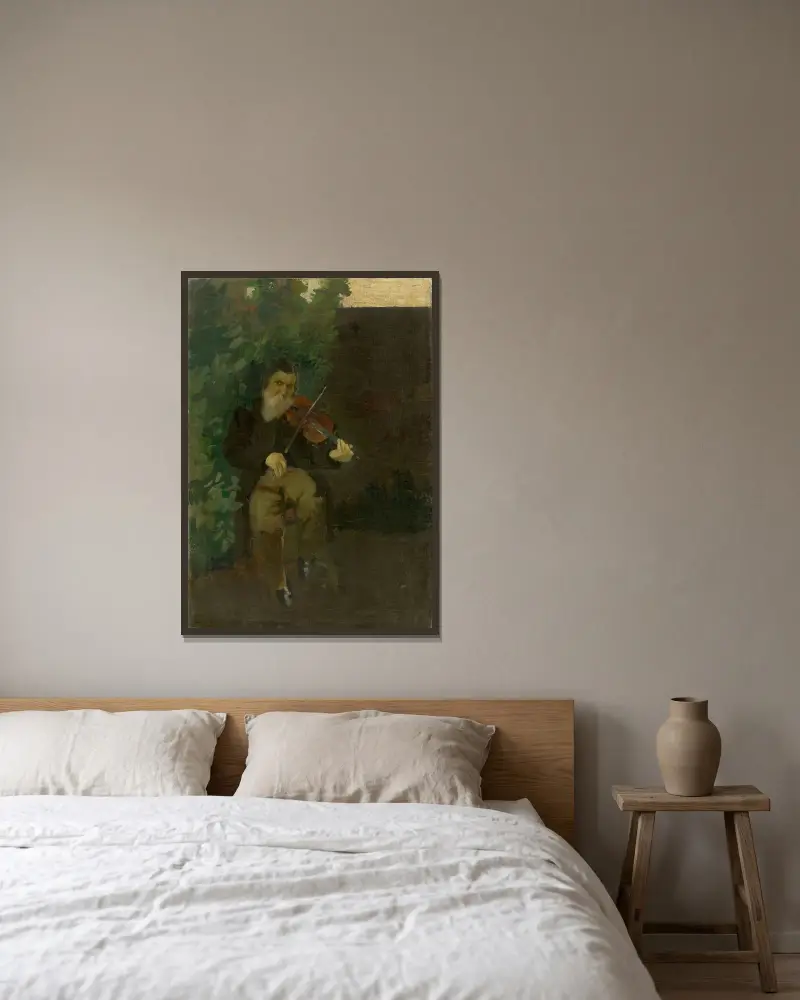 Starý houslista, August Macke v rámu na stěně