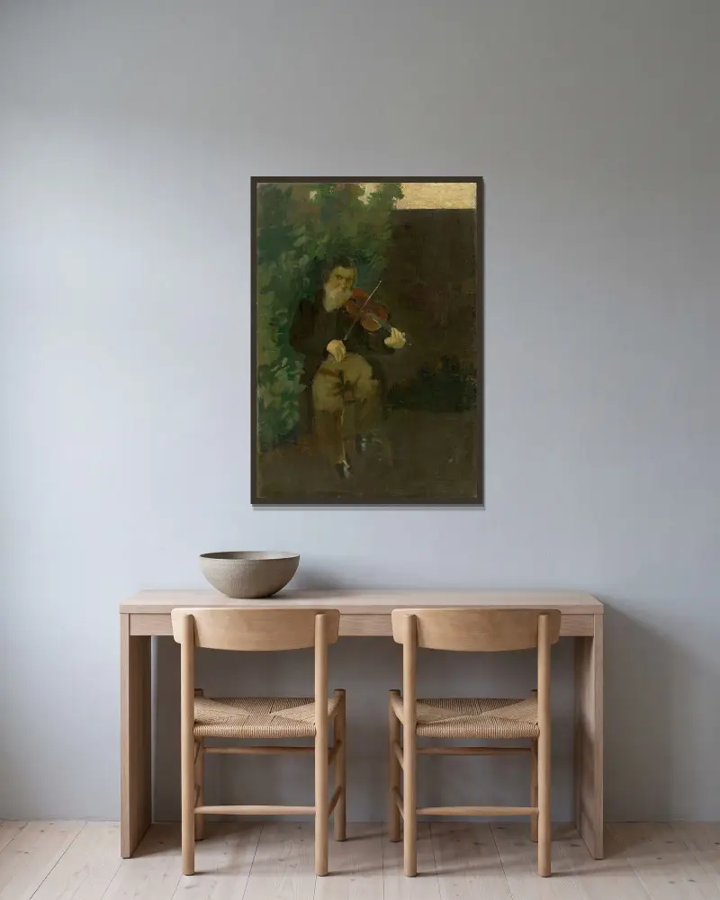 Starý houslista, August Macke v rámu na stěně