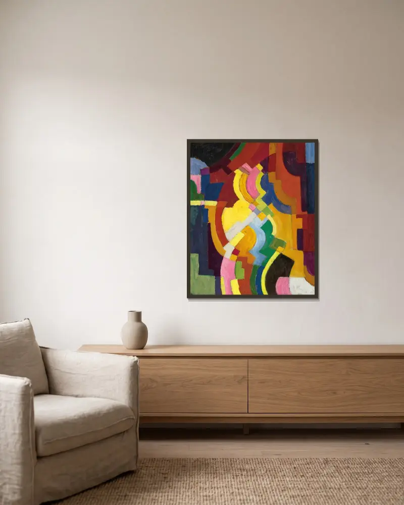 Barevné formy III, August Macke v rámu na stěně