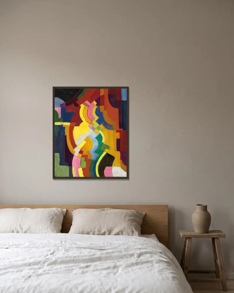 Barevné formy III, August Macke v rámu na stěně