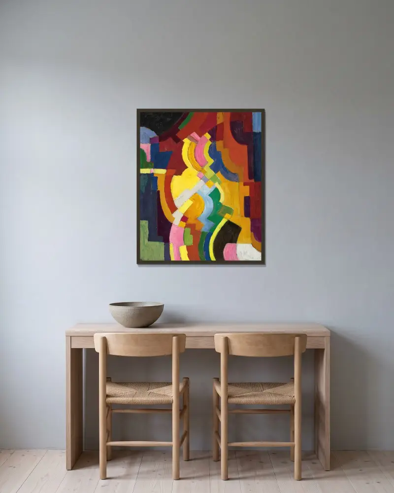 Barevné formy III, August Macke v rámu na stěně