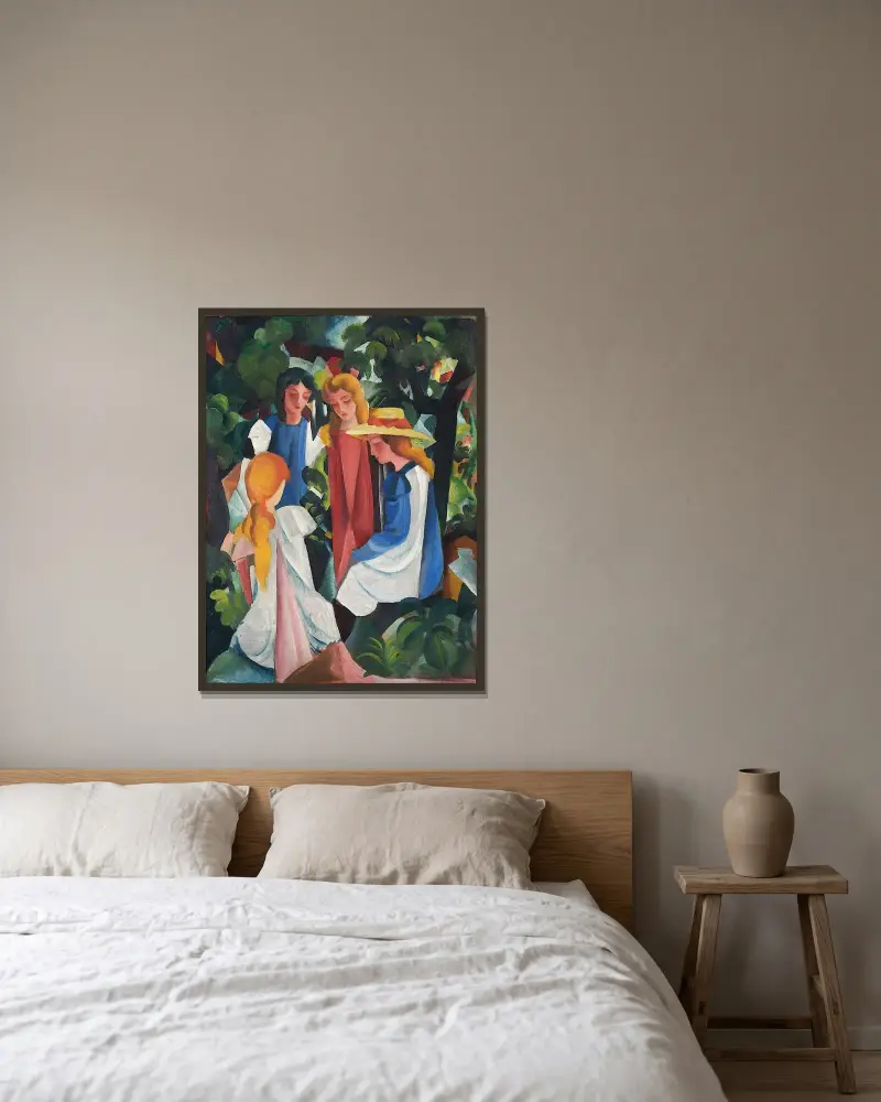 Čtyři dívky, August Macke v rámu na stěně