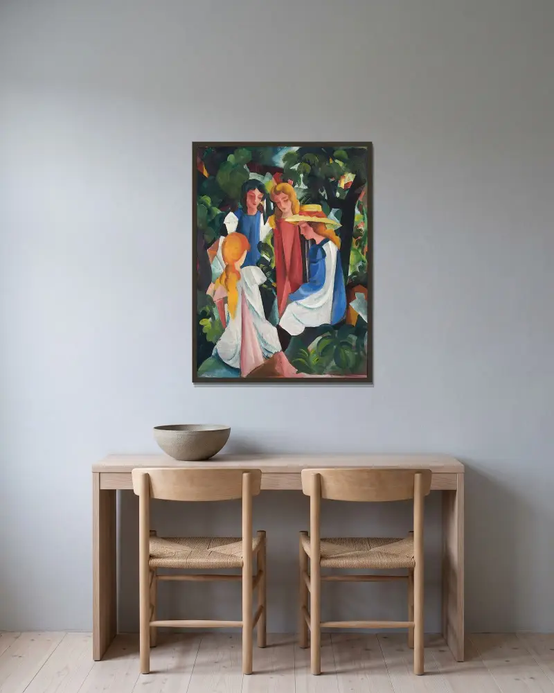 Čtyři dívky, August Macke v rámu na stěně