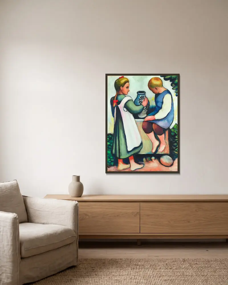 Dzieci przy studni II, August Macke w ramie na ścianie