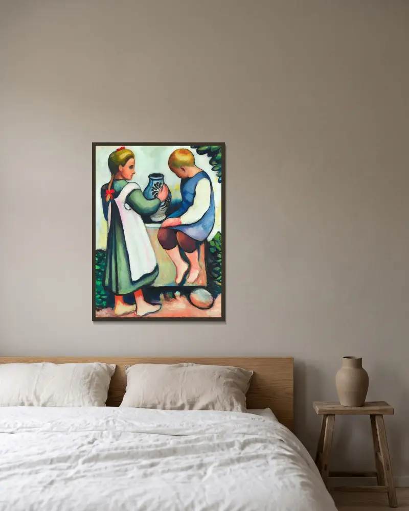 Dzieci przy studni II, August Macke w ramie na ścianie