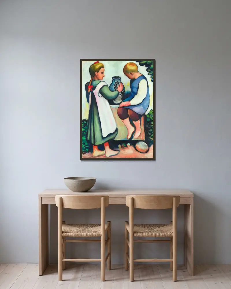 Dzieci przy studni II, August Macke w ramie na ścianie