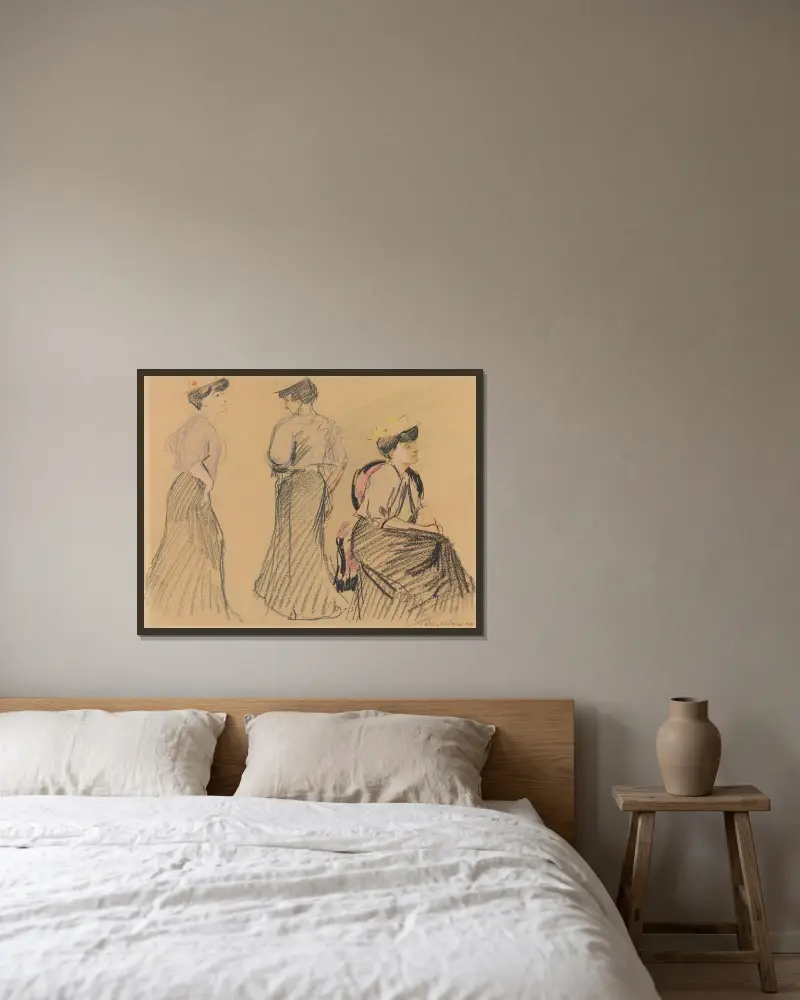 Mädchenstudien I von August Macke gerahmt an einer Wand