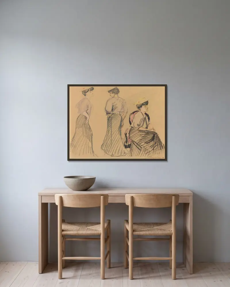 Mädchenstudien I von August Macke gerahmt an einer Wand