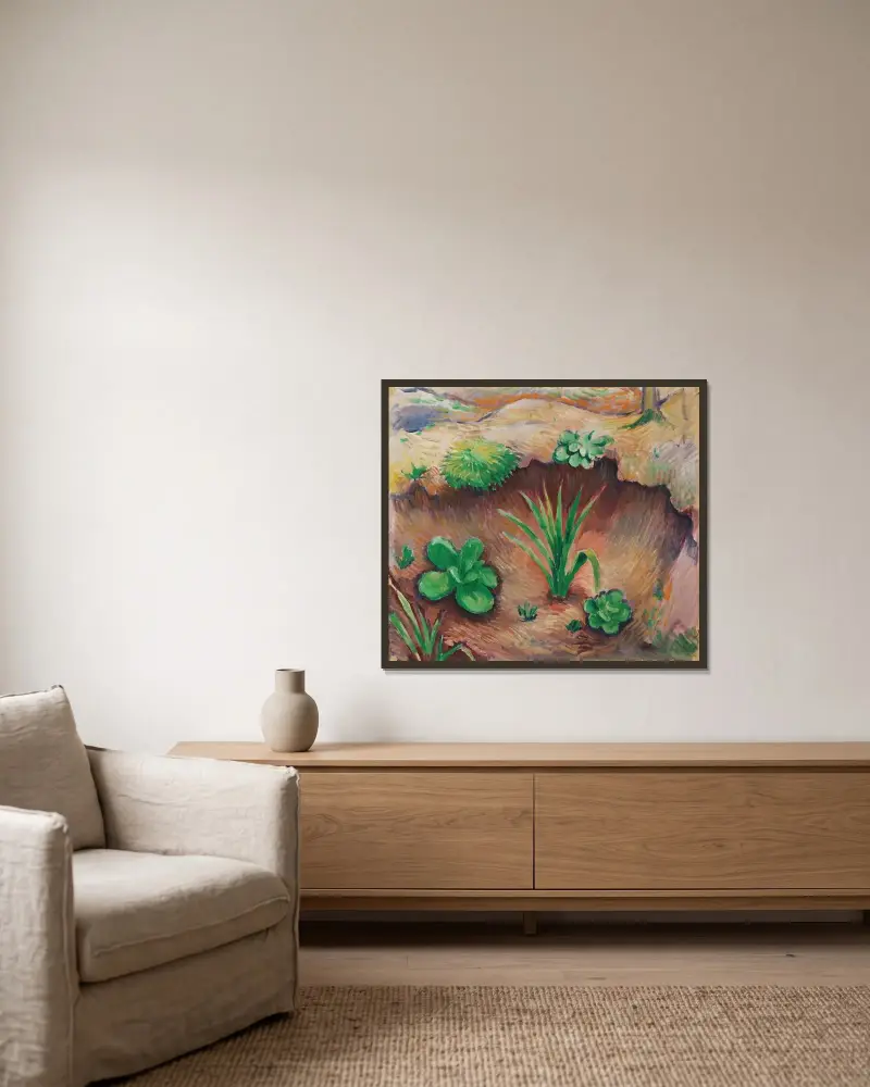Pflänzchen im Wald von August Macke gerahmt an einer Wand