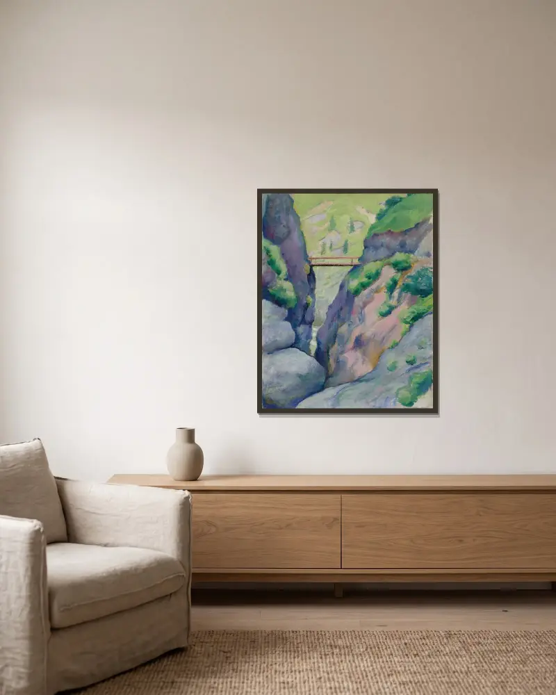Schlucht in Tegernsee von August Macke gerahmt an einer Wand