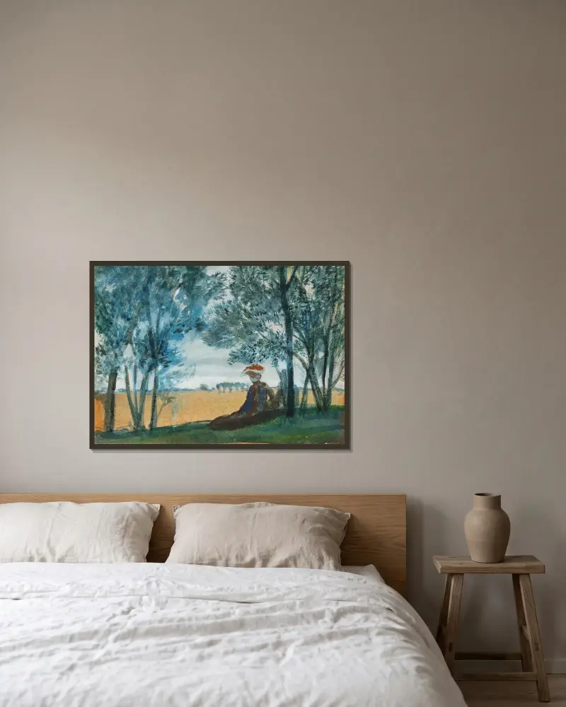 Sedící pár v krajině, August Macke v rámu na stěně