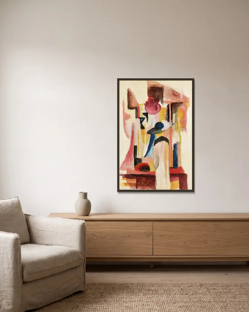 Studie zu Hellem Schaufenster von August Macke gerahmt an einer Wand