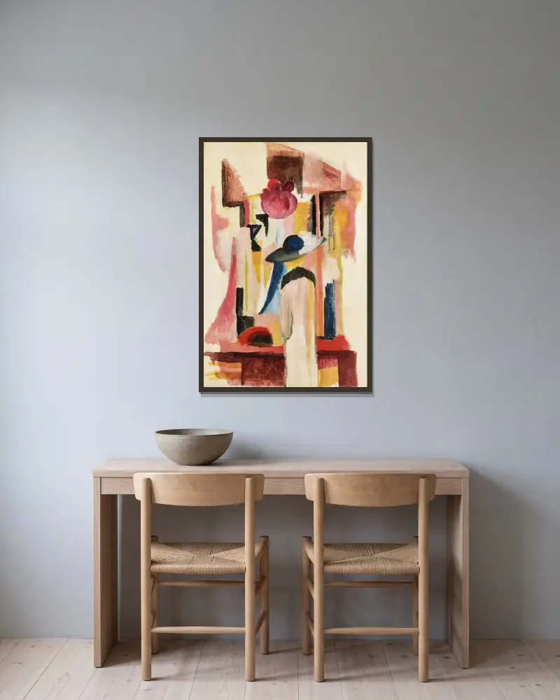 Studie zu Hellem Schaufenster von August Macke gerahmt an einer Wand