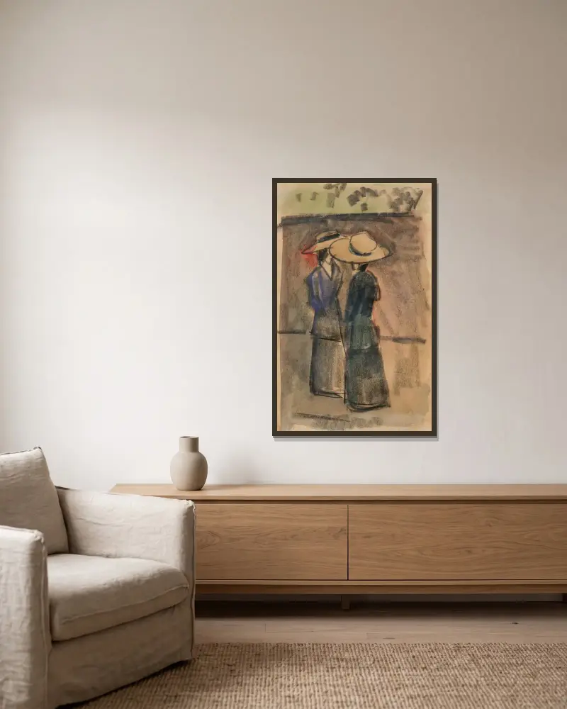 Zwei Frauen von August Macke gerahmt an einer Wand
