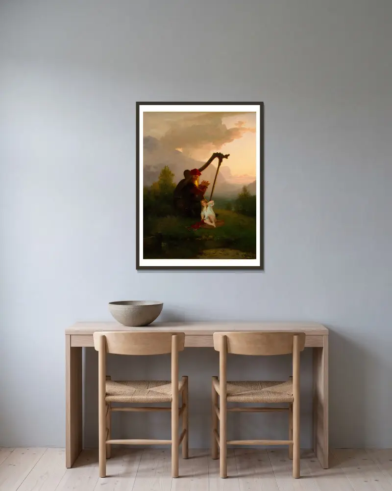 Král Heimer a Aslög, August Malmström v rámu na stěně