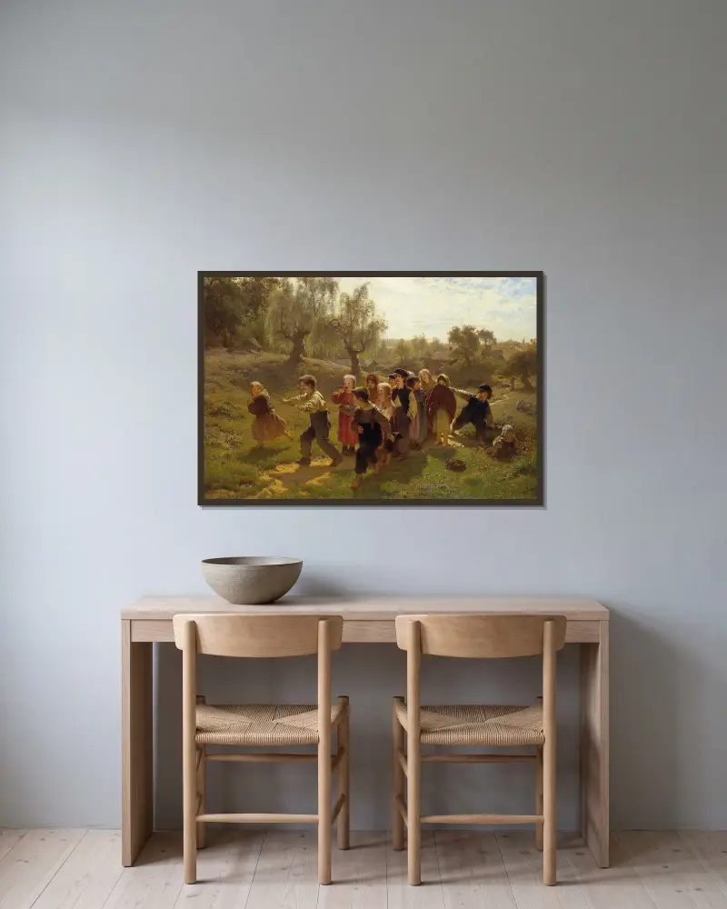 Das Spiel von August Malmström gerahmt an einer Wand