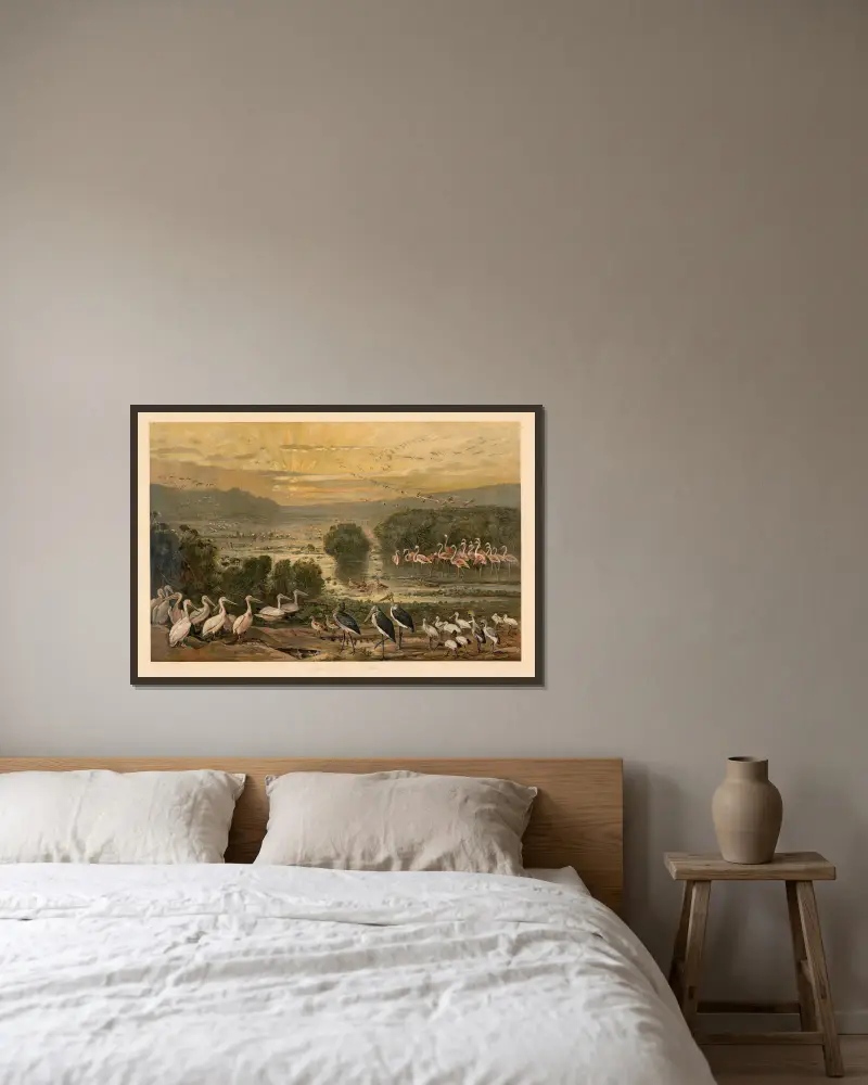 Vogelleben am Oberen Nil von August Specht gerahmt an einer Wand