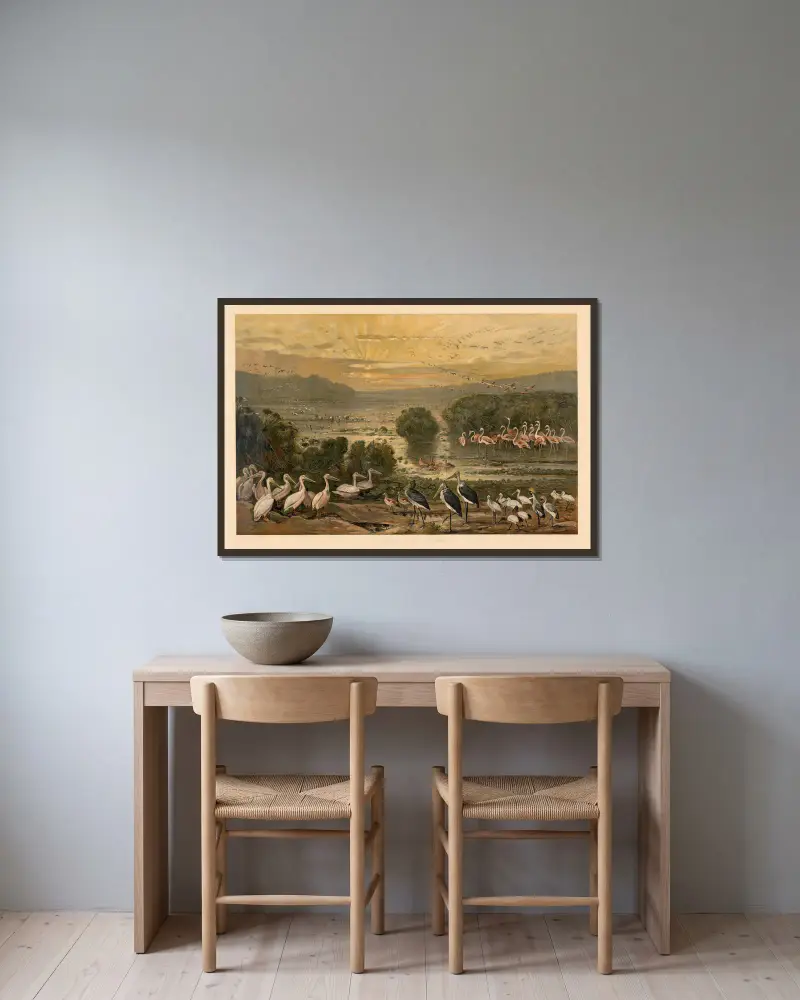 Vogelleben am Oberen Nil von August Specht gerahmt an einer Wand