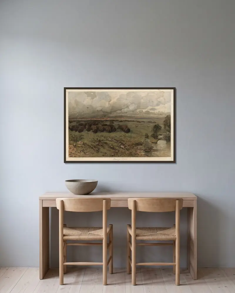 Präriebrand von August Specht gerahmt an einer Wand