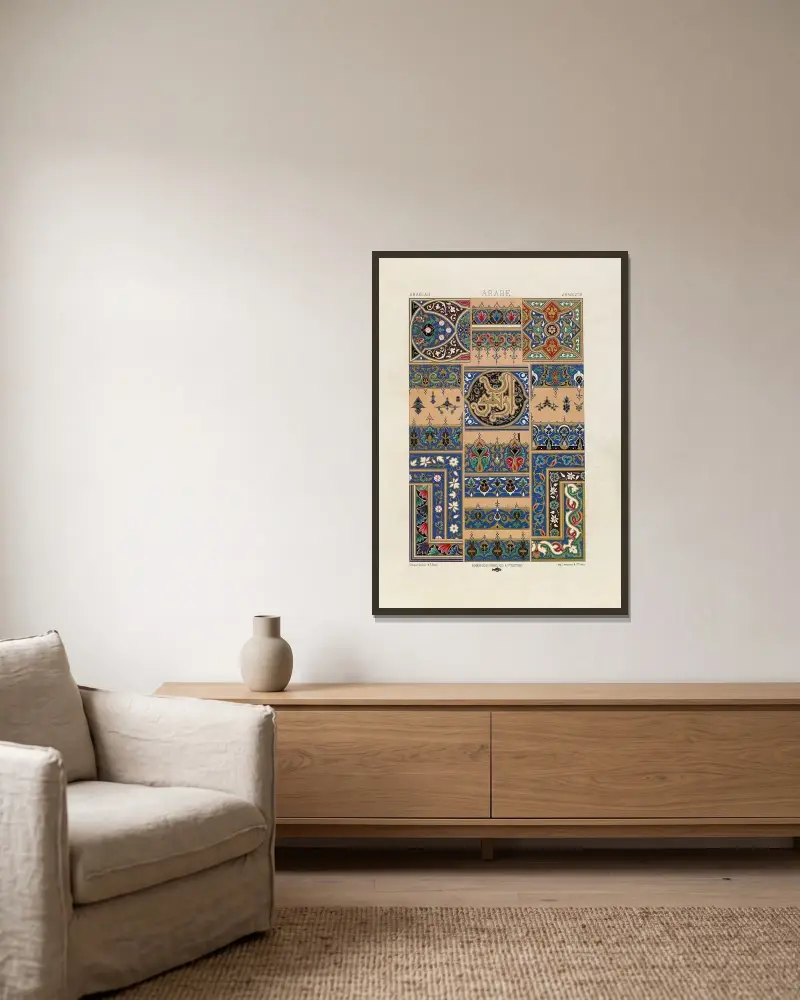 Arabe 3 von Auguste Racinet gerahmt an einer Wand
