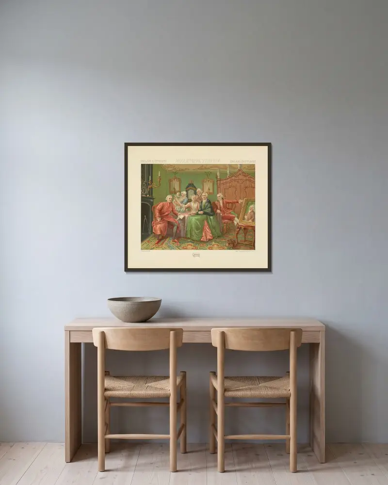 Famille bourgeoise dans son interieur – XVIIIe siecle av Auguste Racinet inramad på en vägg