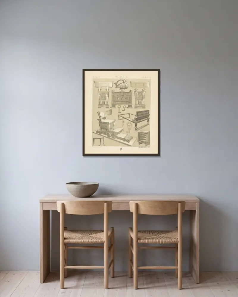 Objets mobiliers 2, Auguste Racinet w ramie na ścianie