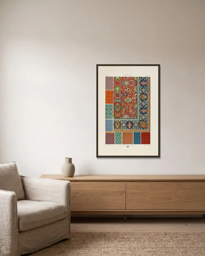 Persisches Ornament 4 von Auguste Racinet gerahmt an einer Wand