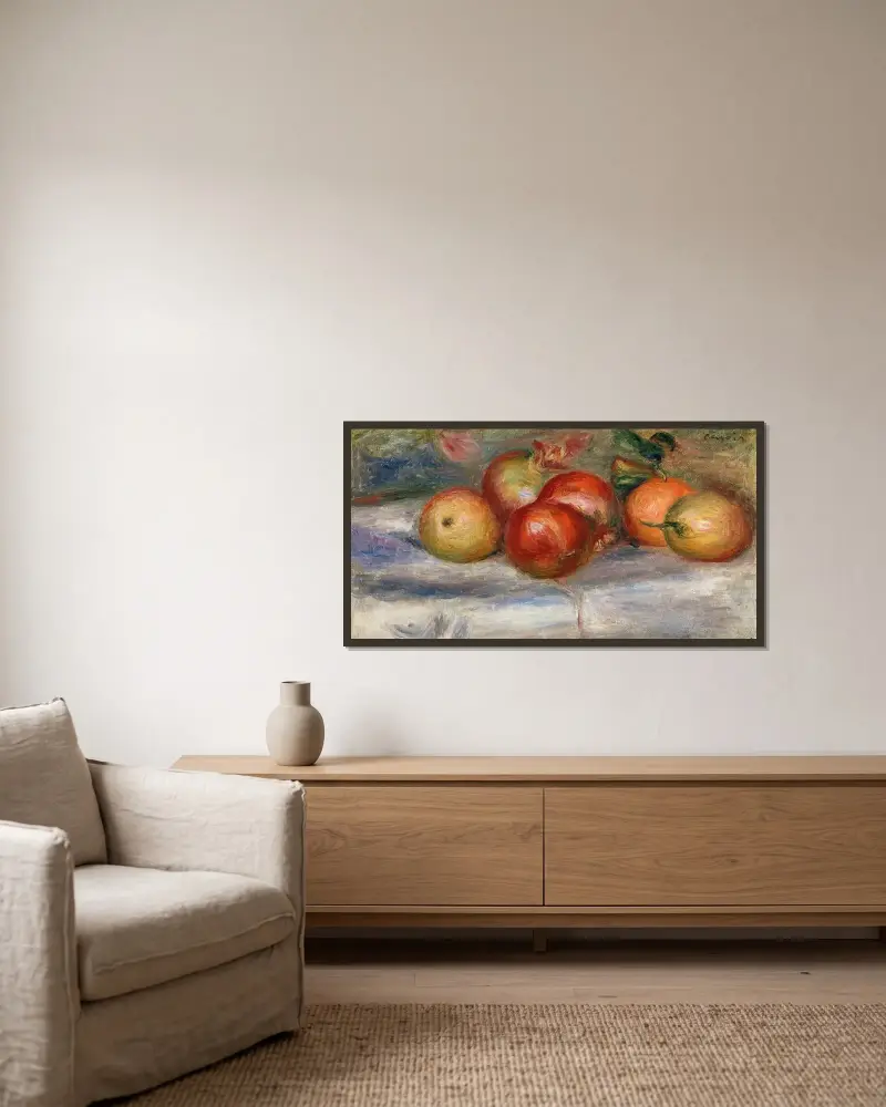 Jabłka, pomarańcza i cytryna, Pierre-Auguste Renoir w ramie na ścianie