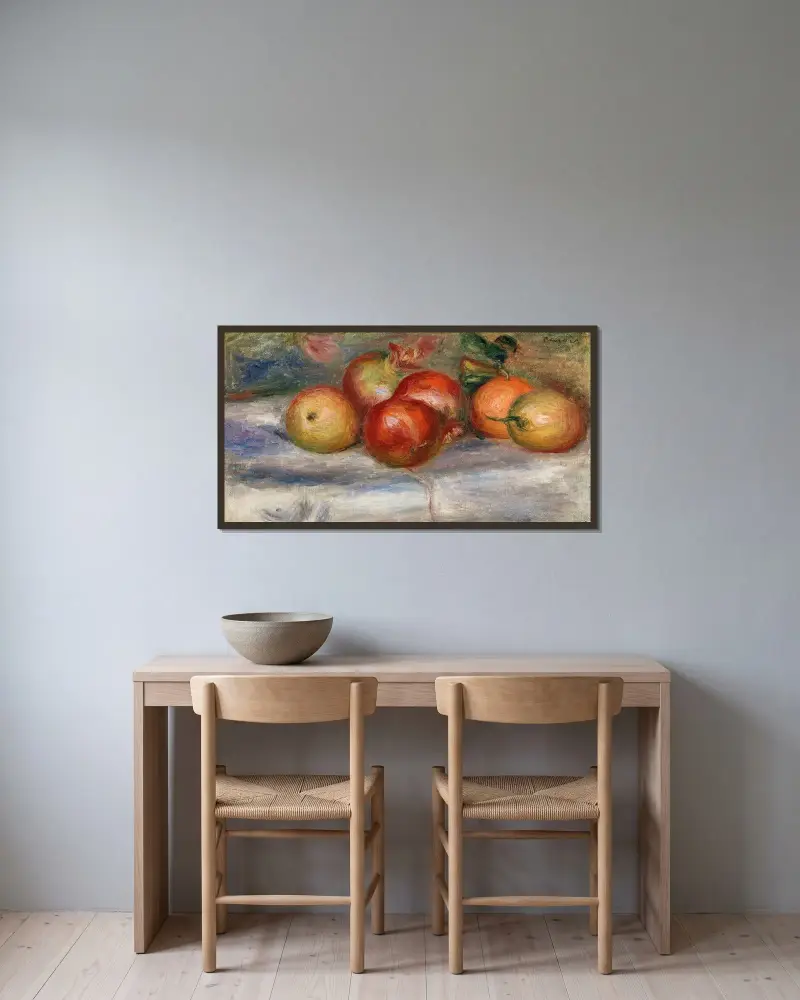 Jabłka, pomarańcza i cytryna, Pierre-Auguste Renoir w ramie na ścianie