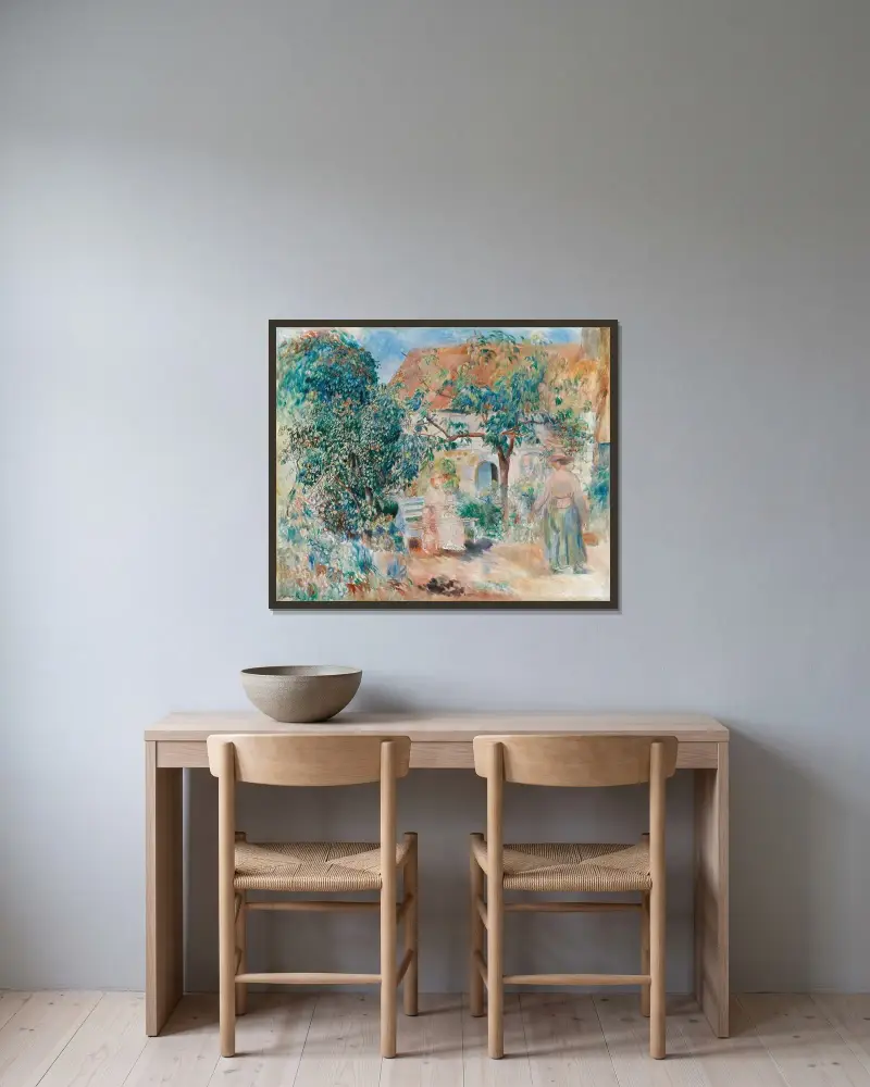 Au Jardin En Bretagne av Pierre-Auguste Renoir inramad på en vägg