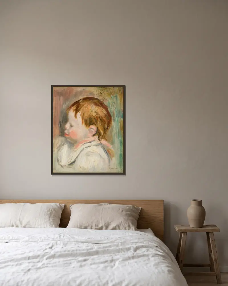 Dětská hlava, profil doleva, Pierre-Auguste Renoir v rámu na stěně