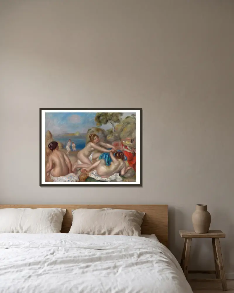 Kąpiący się bawiący się krabem, Pierre-Auguste Renoir w ramie na ścianie