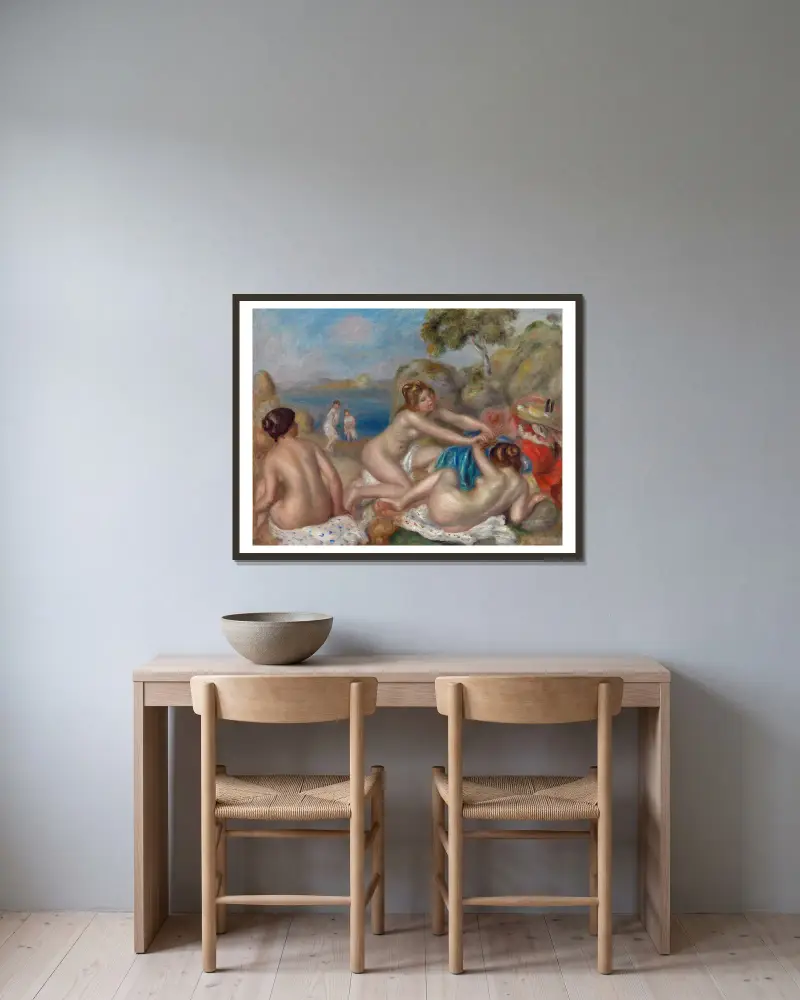 Kąpiący się bawiący się krabem, Pierre-Auguste Renoir w ramie na ścianie