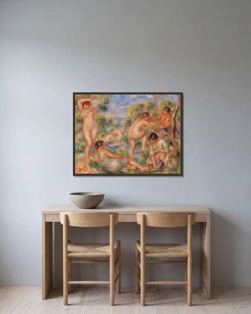 Koupající se skupina, Pierre-Auguste Renoir v rámu na stěně