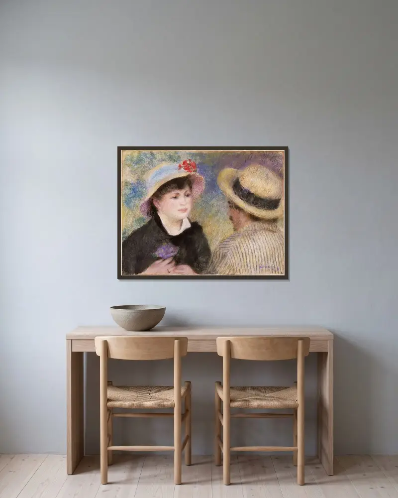 Veslařský pár (údajně Aline Charigot a Renoir), Pierre-Auguste Renoir v rámu na stěně