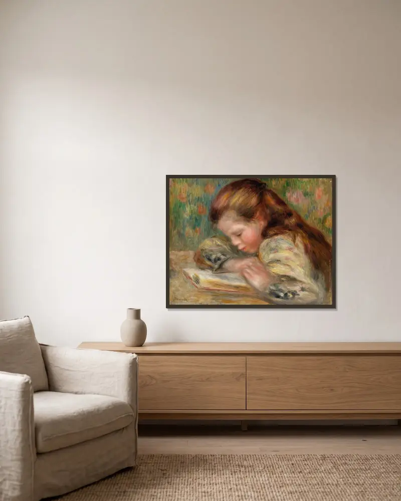Dziecko czytające, Pierre-Auguste Renoir w ramie na ścianie