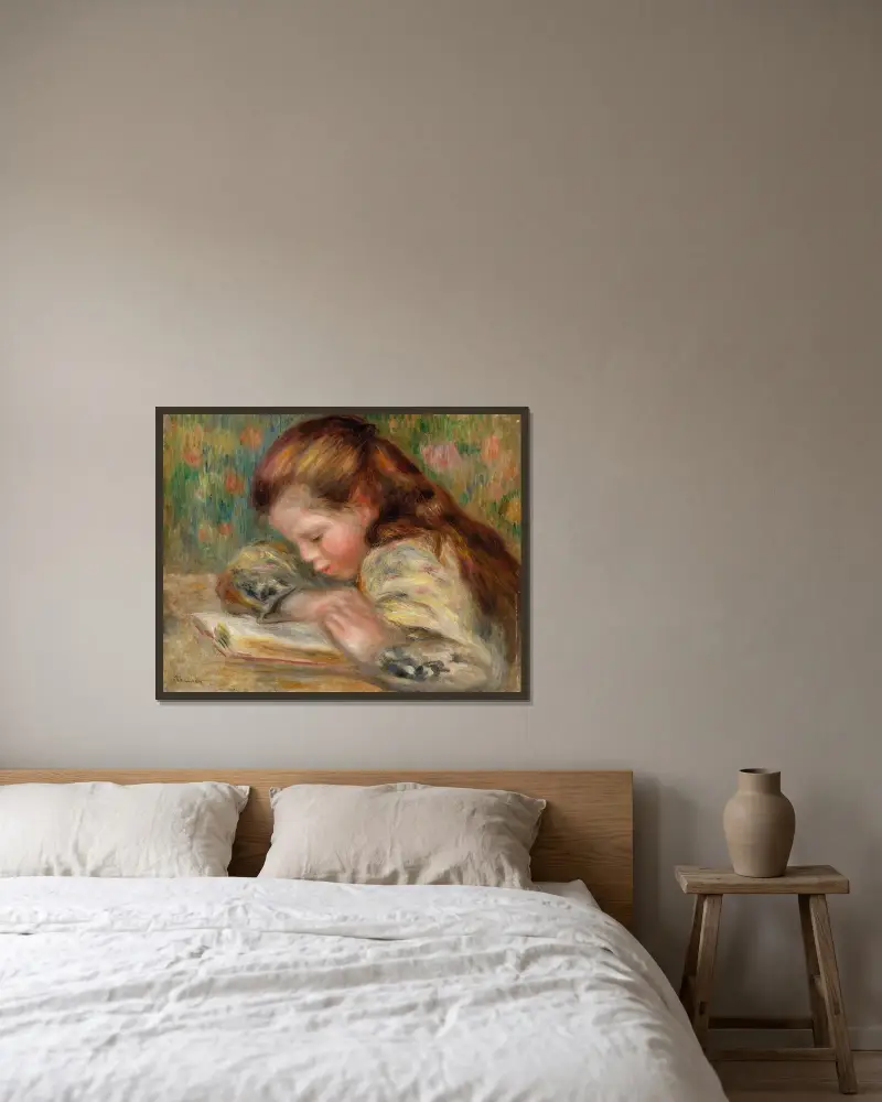 Dziecko czytające, Pierre-Auguste Renoir w ramie na ścianie