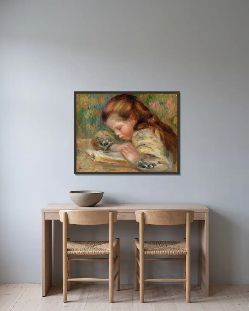 Dziecko czytające, Pierre-Auguste Renoir w ramie na ścianie