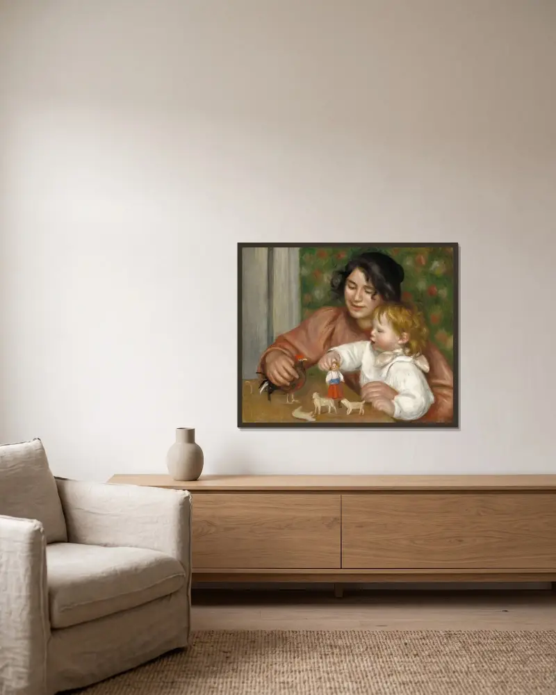 Child with Toys – Gabrielle and the Artist’s Son, Jean av Pierre-Auguste Renoir inramad på en vägg