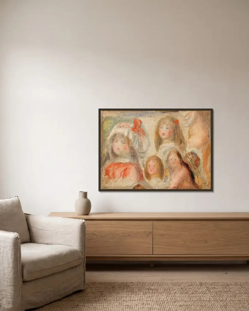 Étude de jeunes filles av Pierre-Auguste Renoir inramad på en vägg