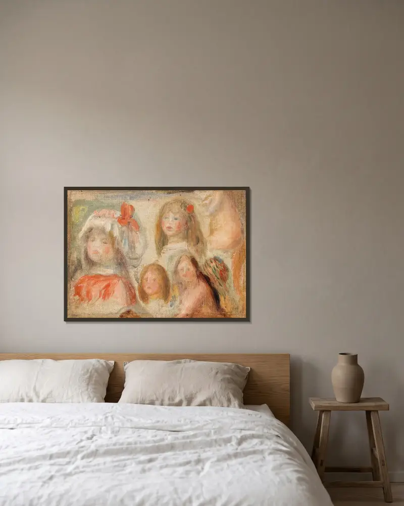 Étude de jeunes filles av Pierre-Auguste Renoir inramad på en vägg