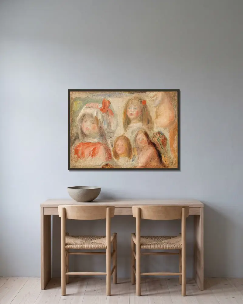 Étude de jeunes filles av Pierre-Auguste Renoir inramad på en vägg