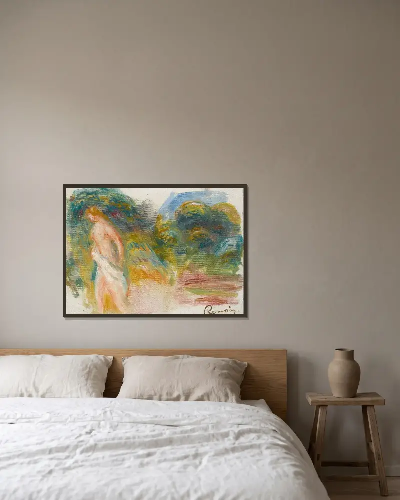 Femme Nue Et Paysage av Pierre-Auguste Renoir inramad på en vägg
