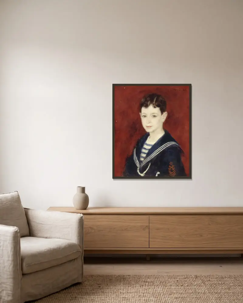 Fernand Halphen as a Boy av Pierre-Auguste Renoir inramad på en vägg