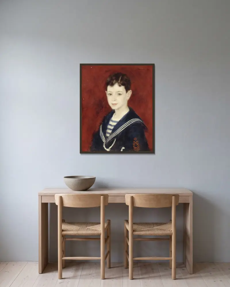 Fernand Halphen as a Boy av Pierre-Auguste Renoir inramad på en vägg