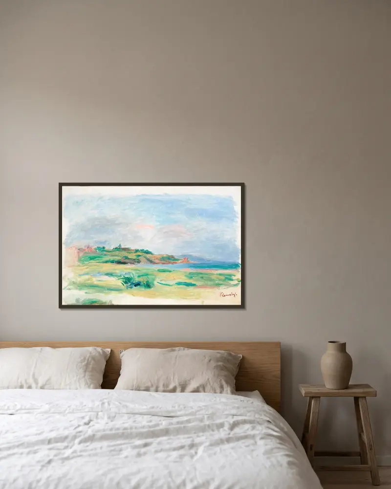Golfe, mer, falaises vertes av Pierre-Auguste Renoir inramad på en vägg