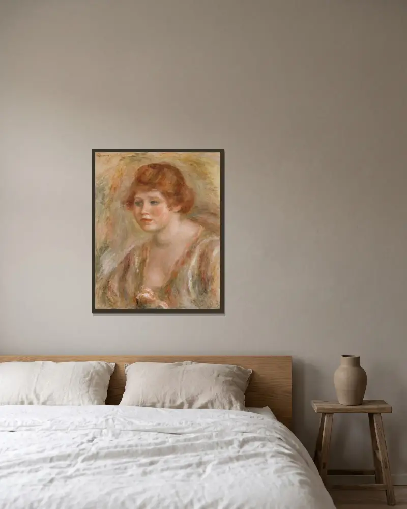 Jeune femme à la rose av Pierre-Auguste Renoir inramad på en vägg